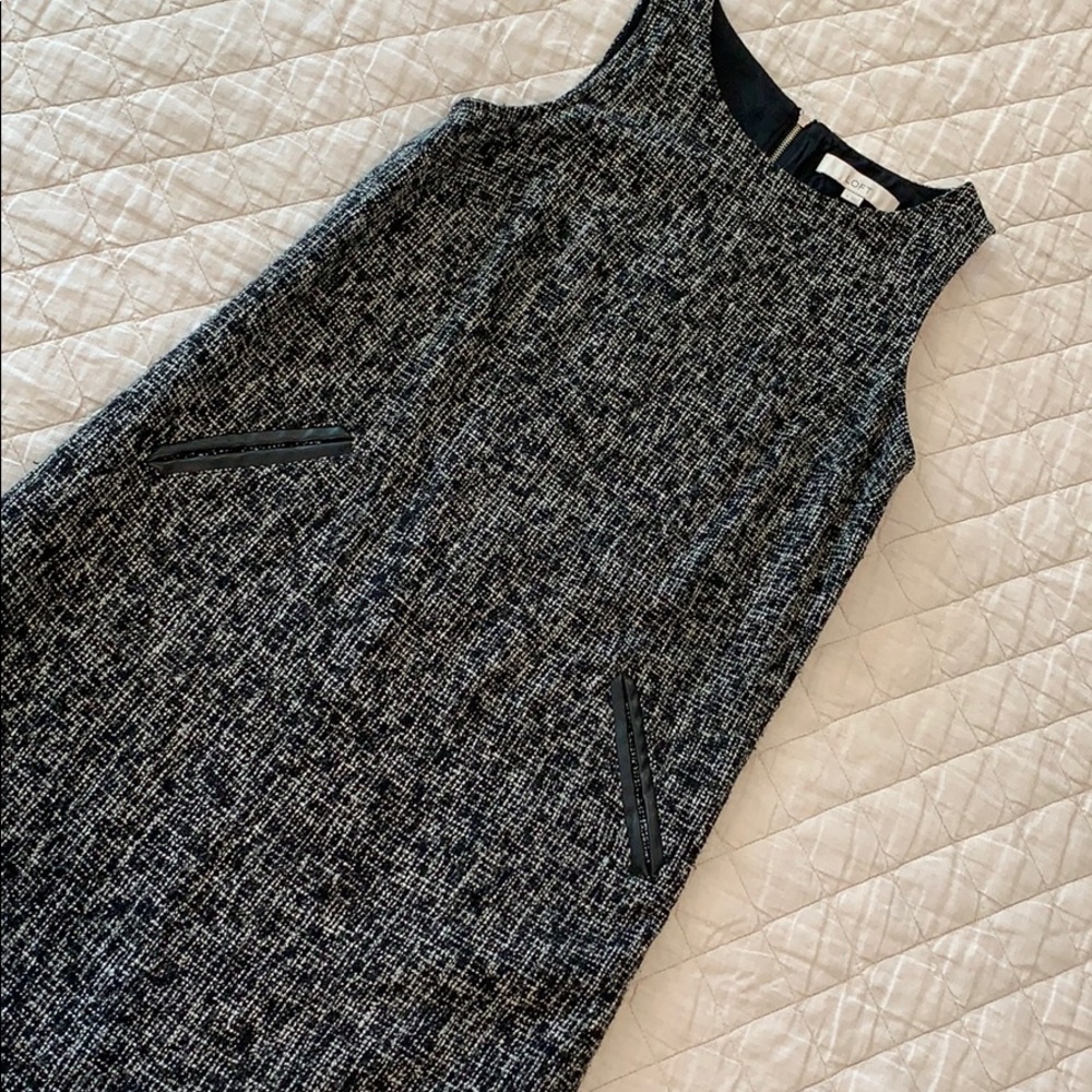 Faux leather trimmed dress